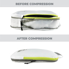 Compression Packing Cubes for Travel (3 Piece, White & Green)