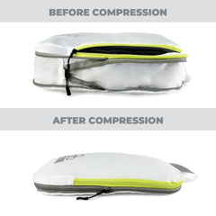 Compression Packing Cubes for Travel (6 Piece, White & Green)